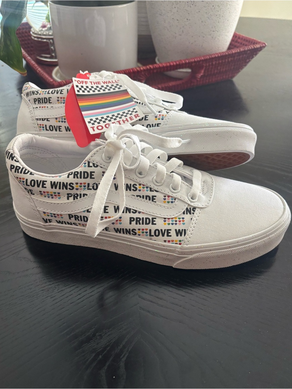 NWT Brand New Vans Ward PRIDE Love Wins White Sneakers Rainbow Women’s 9